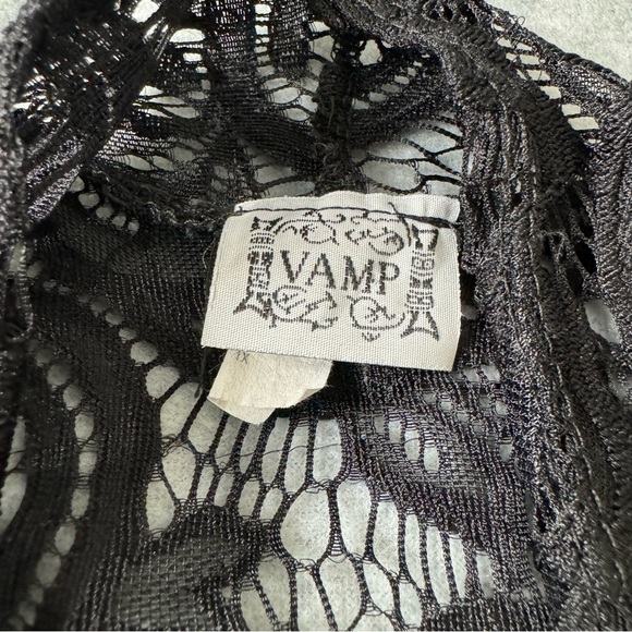 Vintage Vamp Longline Long Sleeve Black Lace Open Front Kimono Duster Coverup 1X - Picture 5 of 10